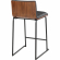 Mason Mara 26" Counter Stool in Black Metal, Walnut Wood & Black Leatherette (Set of 2)
